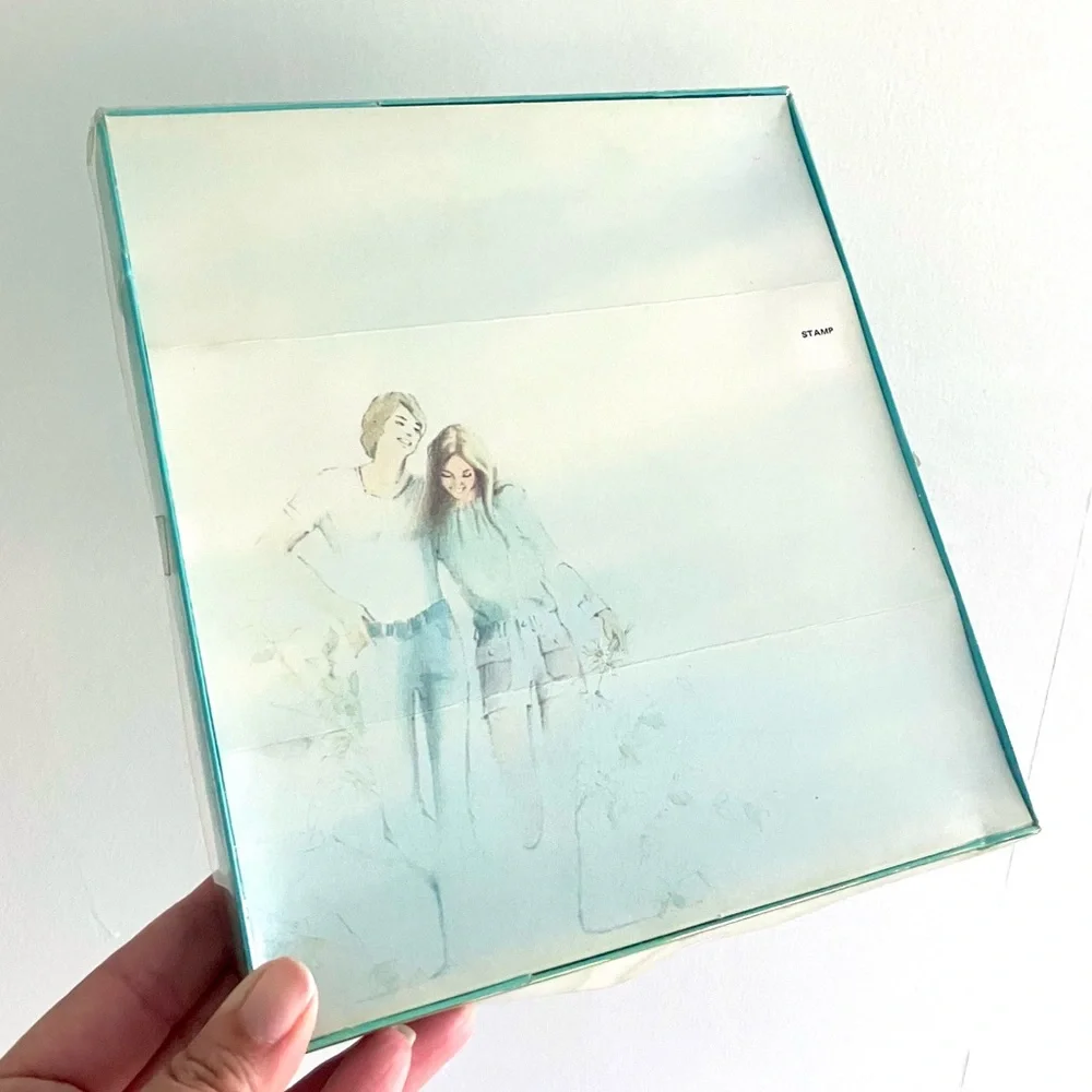 Vintage 70’s pale blue groovy couple self mailing notes NIB NWT deadstock